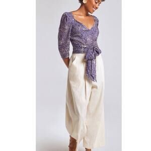 New Anthropologie x Hope for Flowers Mireille Tie-Front V-neck Blouse $188 Sz 2